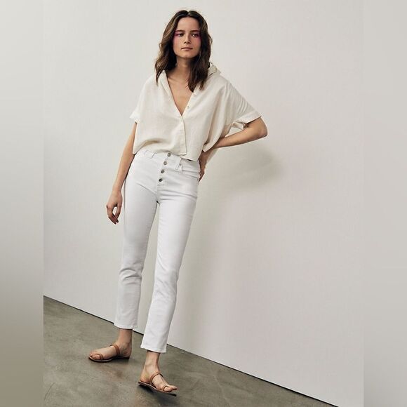 Madewell Stovepipe Exposed Button In Pure White Size  26 - Picture 2 of 9